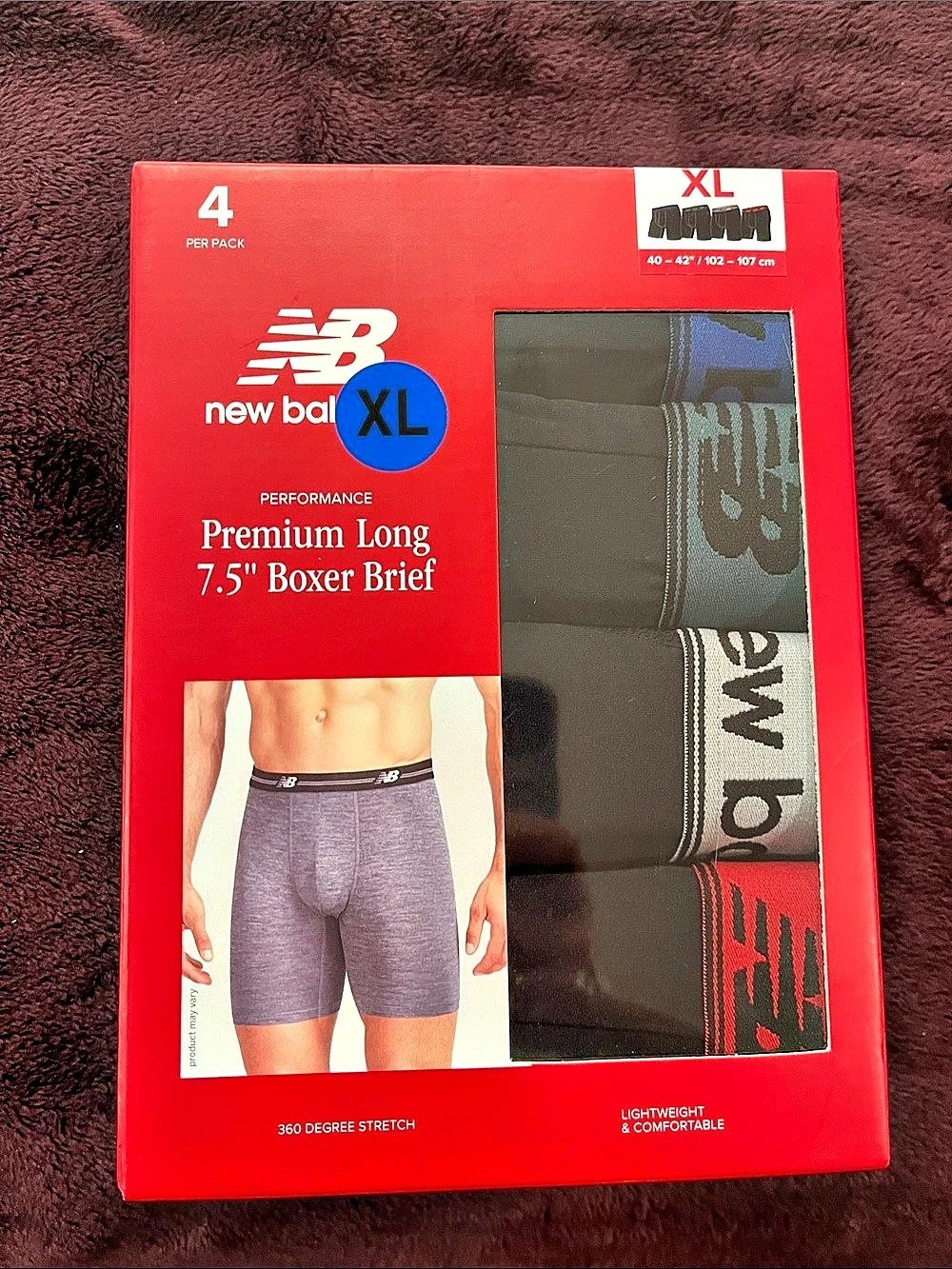 New Balance Premium Long 7.5" Boxer Brief Boxer Briefs XL NWT 4 pac
